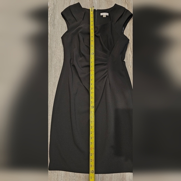 Size 8 | Calvin Klein Square Neck Sheath Midi Dress Fancy Black Dress - Picture 8 of 12